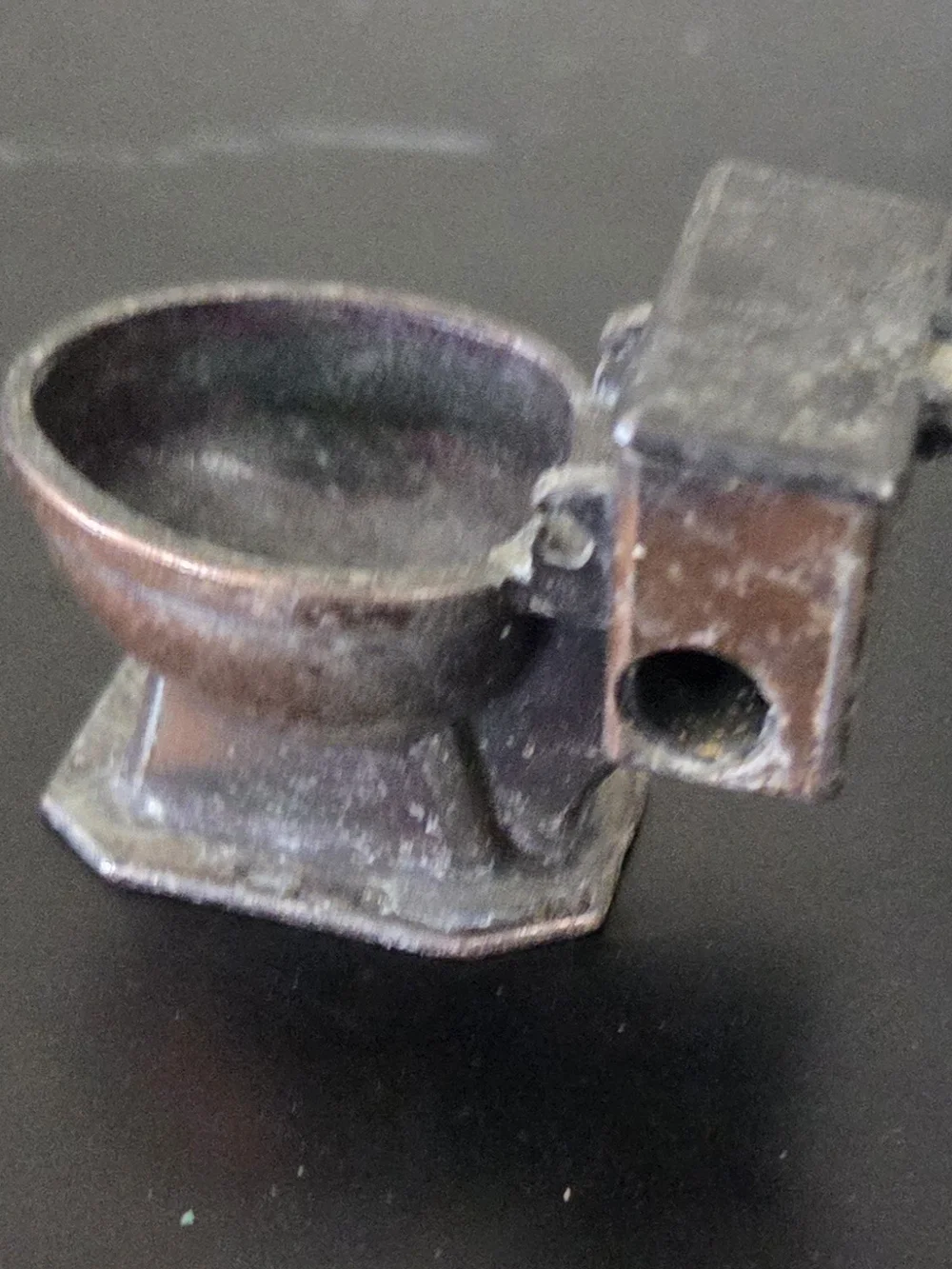 Unique Vintage Bronze Tone Miniature Toilet Pencil Sharpener